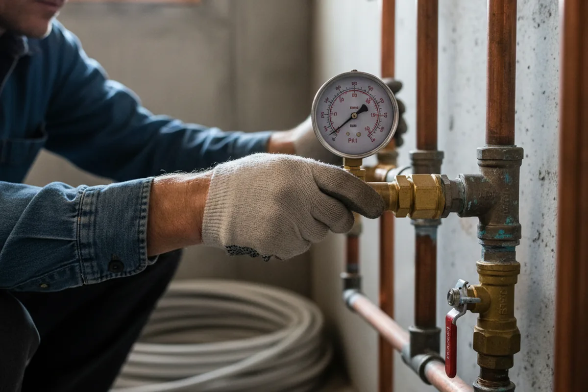 Pressure testing a repaired line during Water Line Repair in Wareham